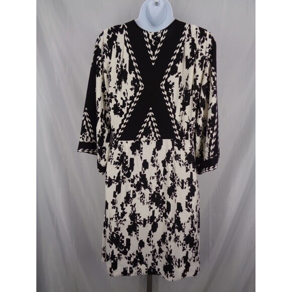 CAbi X Factory Mini Dress Size Small Black White Faux Wrap New - Picture 3 of 16